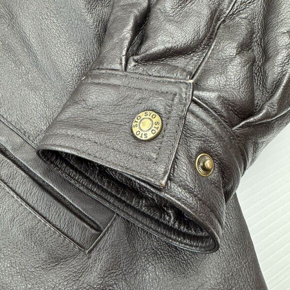 Vintage Y2K Susquehanna Trail Outfitters Leather Bomber Jacket Men’s L Black - Picture 10 of 12